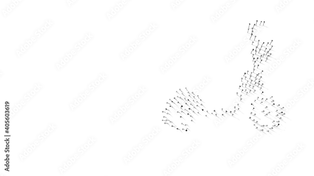 3d rendering of nails in shape of symbol of kick scooter with shadows isolated on white background 3d rendering of nails in shape of symbol of kick scooter with shadows isolated on white background