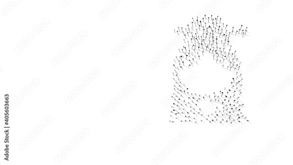 3d rendering of nails in shape of symbol of Japanese woman with shadows isolated on white background 3d rendering of nails in shape of symbol of Japanese woman with shadows isolated on white background