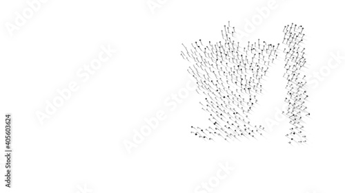 3d rendering of nails in shape of symbol of kebab with shadows isolated on white background