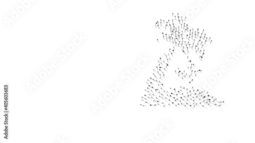 3d rendering of nails in shape of symbol of island with palm trees with shadows isolated on white background