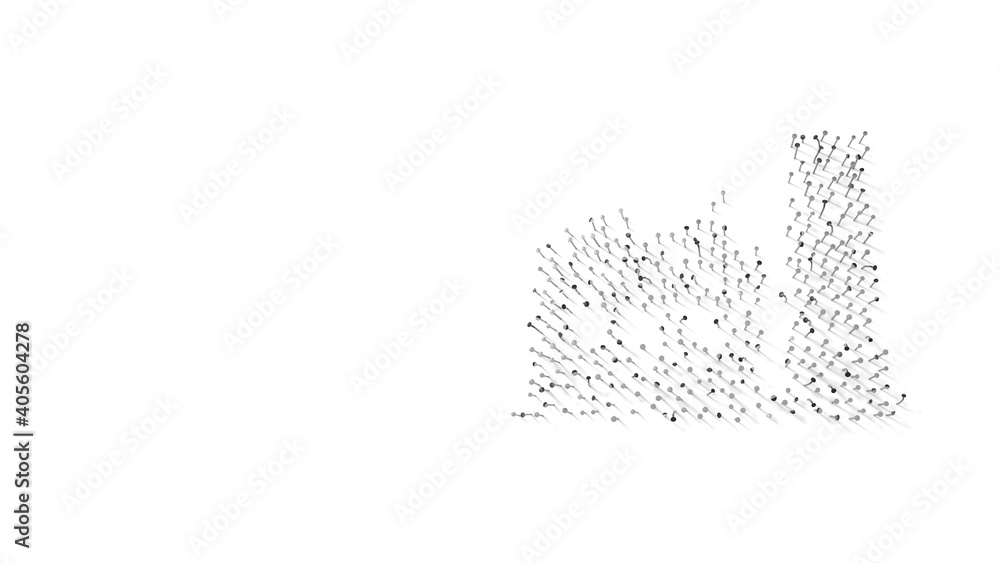 3d rendering of nails in shape of symbol of factory with shadows isolated on white background 3d rendering of nails in shape of symbol of factory with shadows isolated on white background
