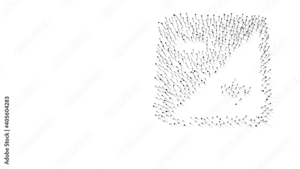 3d rendering of nails in shape of symbol of exposure camera with shadows isolated on white background 3d rendering of nails in shape of symbol of exposure camera with shadows isolated on white background