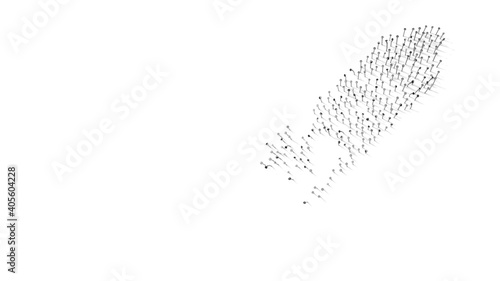 3d rendering of nails in shape of symbol of firework rocket with shadows isolated on white background