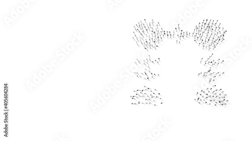 3d rendering of nails in shape of symbol of experiment with shadows isolated on white background