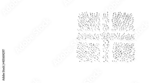 3d rendering of nails in shape of symbol of England with shadows isolated on white background