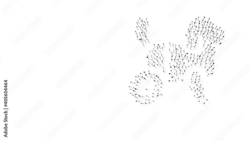 3d rendering of nails in shape of symbol of dog with shadows isolated on white background 3d rendering of nails in shape of symbol of dog with shadows isolated on white background