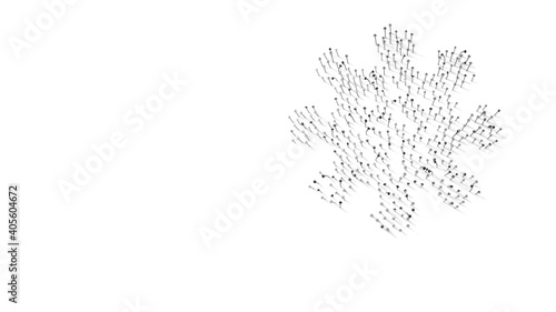 3d rendering of nails in shape of symbol of coronavirus with shadows isolated on white background