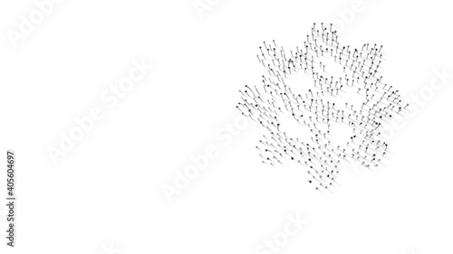 3d rendering of nails in shape of symbol of corona with shadows isolated on white background