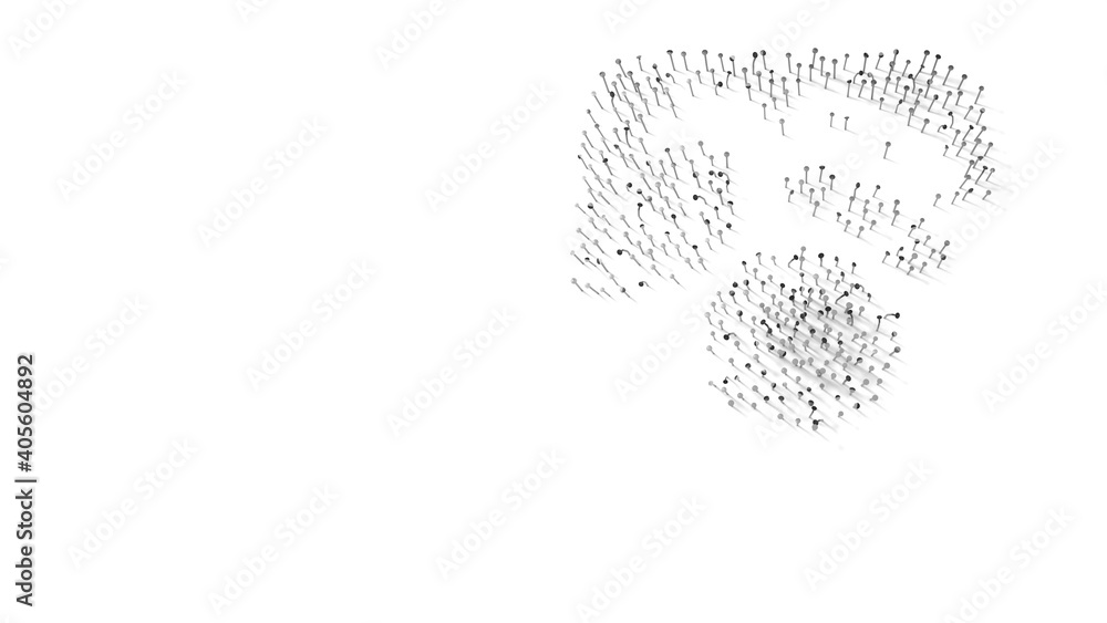 3d rendering of nails in shape of symbol of breakfast with shadows isolated on white background 3d rendering of nails in shape of symbol of breakfast with shadows isolated on white background