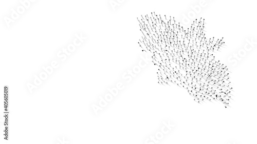 3d rendering of nails in shape of symbol of bat with shadows isolated on white background