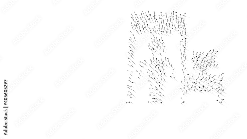 3d rendering of nails in shape of symbol of airport control with shadows isolated on white background 3d rendering of nails in shape of symbol of airport control with shadows isolated on white background
