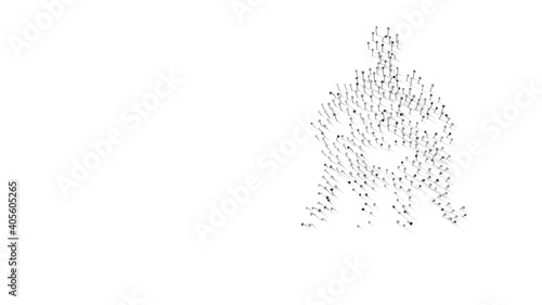 3d rendering of nails in shape of symbol of alien with shadows isolated on white background