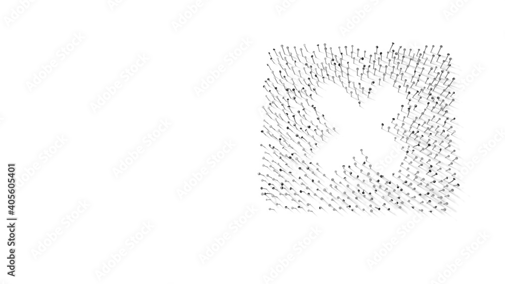 3d rendering of nails in shape of symbol of window close with shadows isolated on white background 3d rendering of nails in shape of symbol of window close with shadows isolated on white background