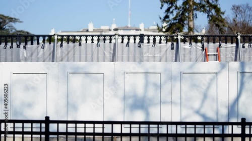 Washington, DC, USA - January, 12, 2021: Massive fenced Wall protecting White House. 