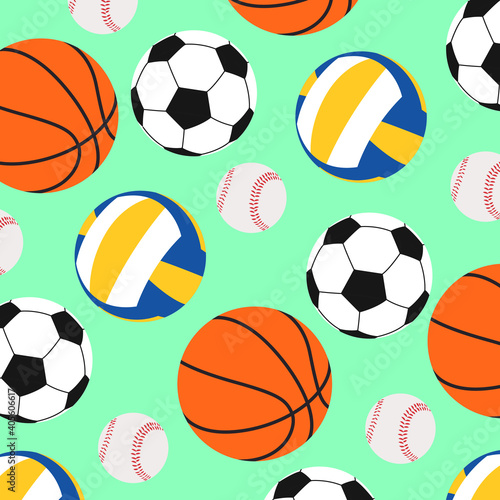 Pattern from various balls.  Sports mood.  Ball sports pattern
