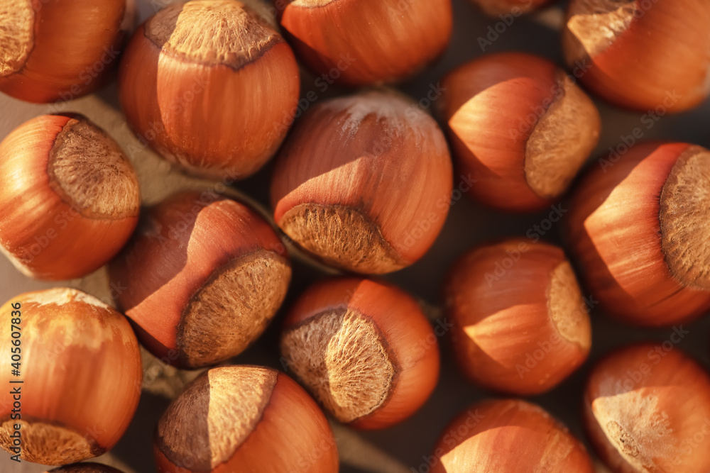 Close up of Hazelnut kernels - Food Frame Background Close up of Hazelnut kernels - Food Frame Background