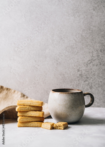 Pile of biscuits with Scandinavian mug