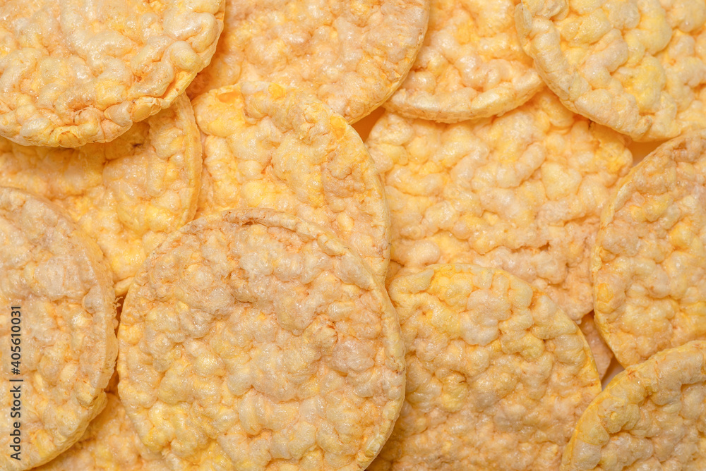 Rice wafers background, top view. Rice wafers background, top view.