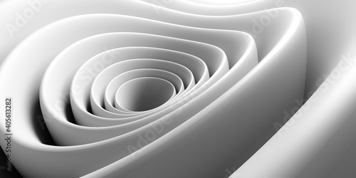 Fototapeta Naklejka Na Ścianę i Meble -  white organic round curvy shape 3d render illustration