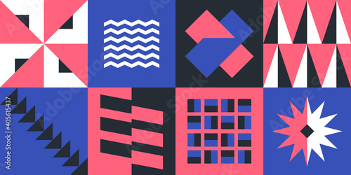 Abstract geometric vector pattern in Neo-Geo style. Layered file.