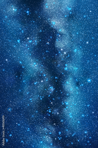 Night starry sky. Milky Way, stars and nebula. Space blue background