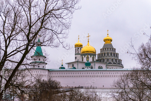 The new Jerusalem in the winter of 2020. The walls of the monastery outside. photo