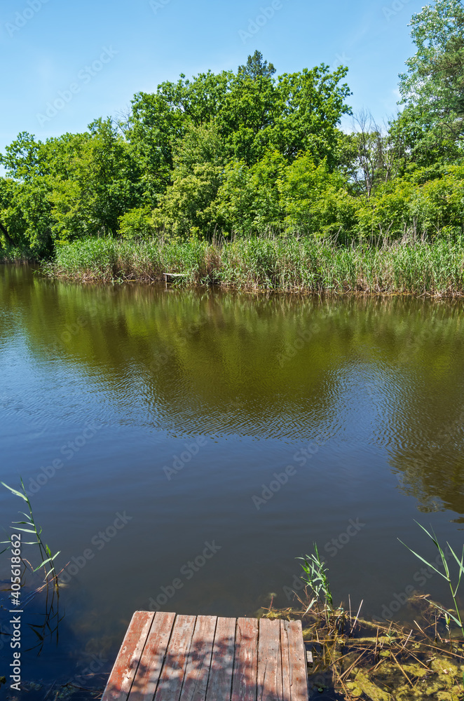 Old wooden fishing platform on the river Old wooden fishing platform on the river