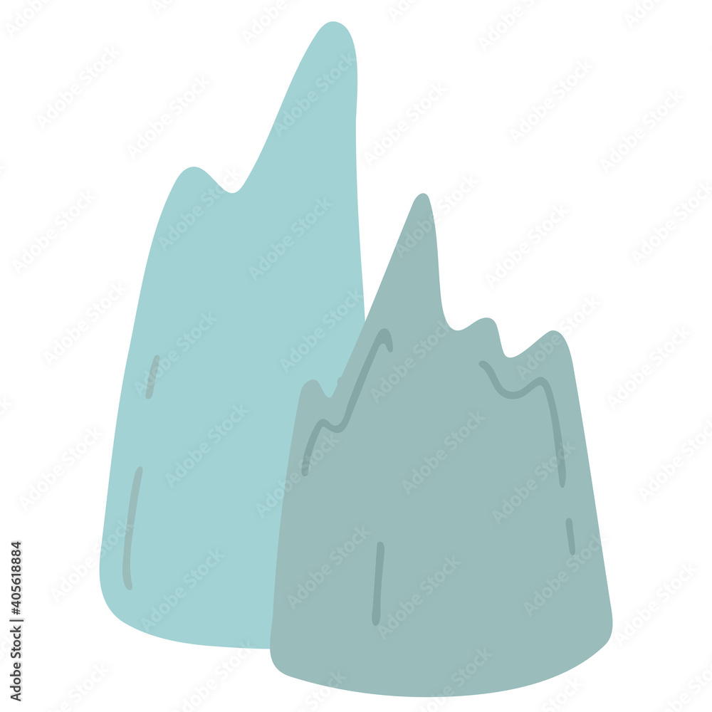 Fototapeta premium Blue mountains, hills, peaks. Isolated element. Vector cartoon illustration for children. Drawn by hands. It can be used for children, for decorating a holiday, clothes, bed linen, notebooks, books.