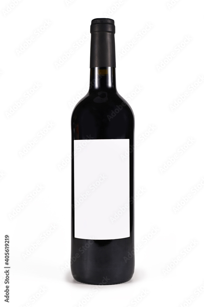Single wine bottle with blank label isolated on white background Single wine bottle with blank label isolated on white background