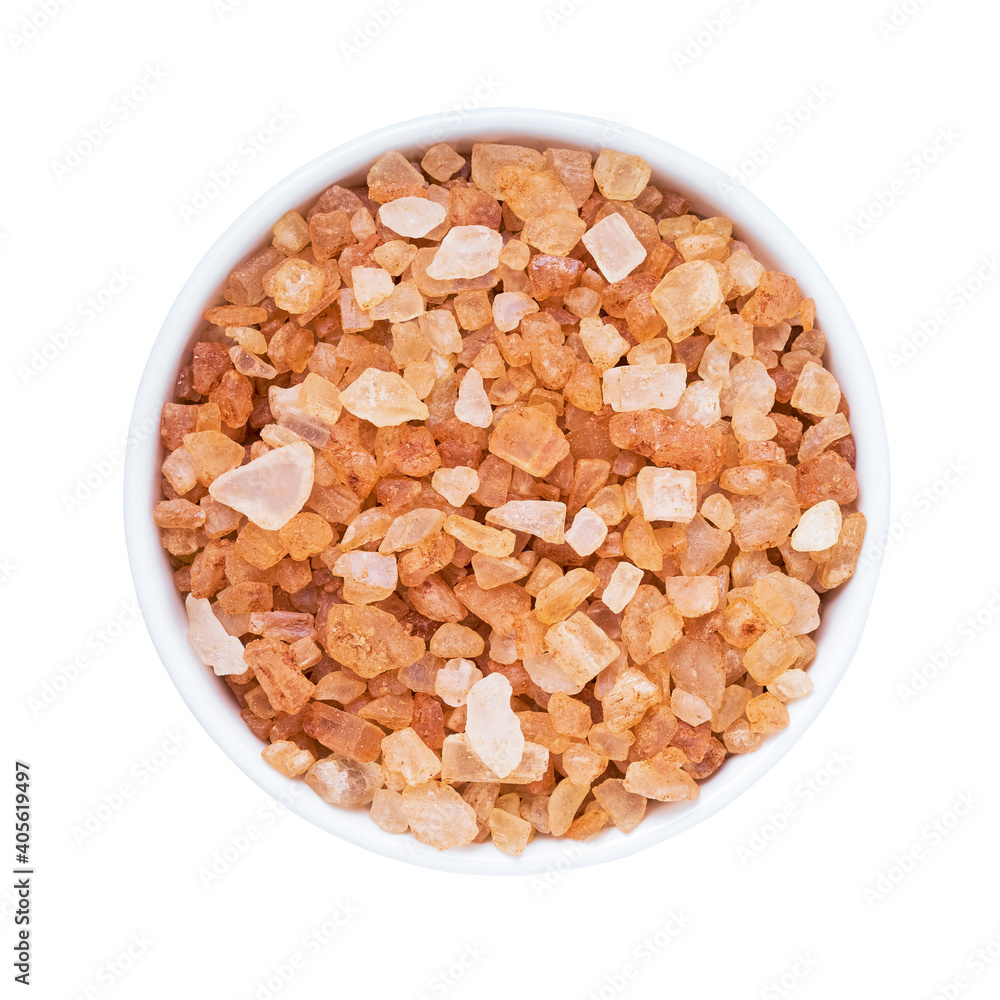 SPA concept. Brown bath salt in bowl isolated over white with clipping path. SPA concept. Brown bath salt in bowl isolated over white with clipping path.