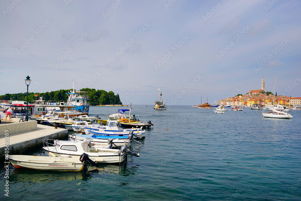 Touristic view of the resort of Rovinj, Istrian Peninsula, Croatia, Europe