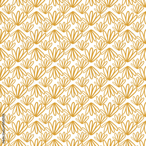 Modern seamless leaf pattern with gold background