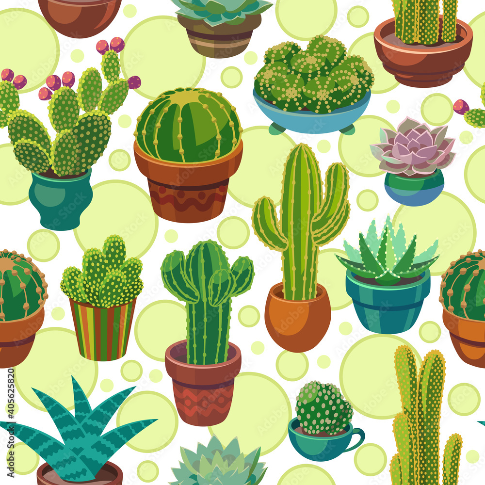 Cactus and succulent seamless pattern. Cactus and succulent seamless pattern.