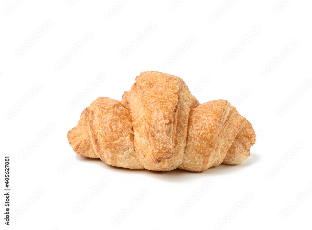 baked croissant made from white wheat flour isolated on white background baked croissant made from white wheat flour isolated on white background