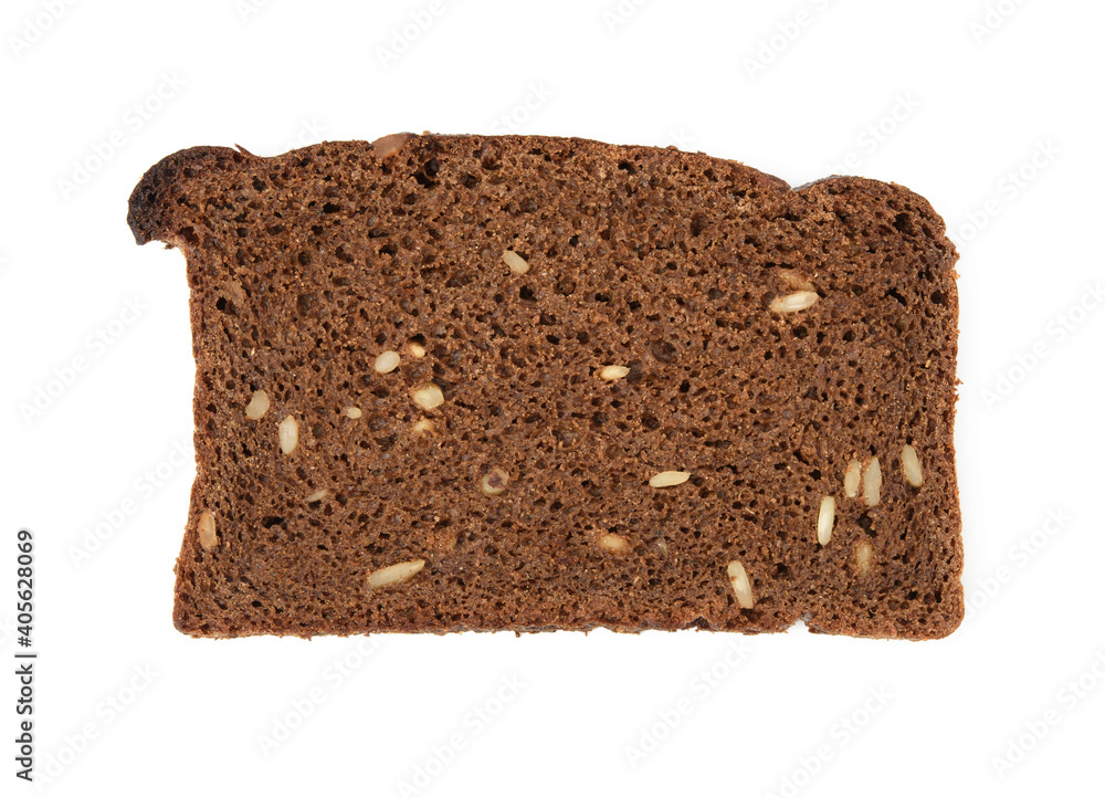 slice of rye flour bread with sunflower seeds isolated on white background slice of rye flour bread with sunflower seeds isolated on white background