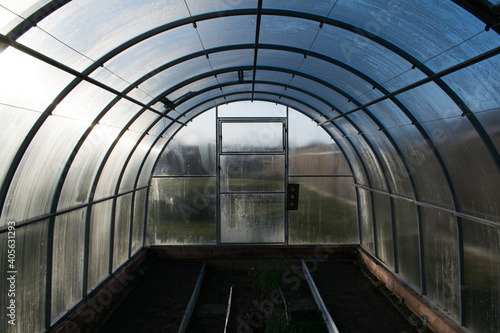 inside empty greenhouse