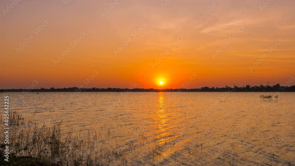 Landscape timelapse of Sunset and Twilight at Huay Yang Reservoir, Nakhon Ratchasima, Thailand Landscape timelapse of Sunset and Twilight at Huay Yang Reservoir, Nakhon Ratchasima, Thailand