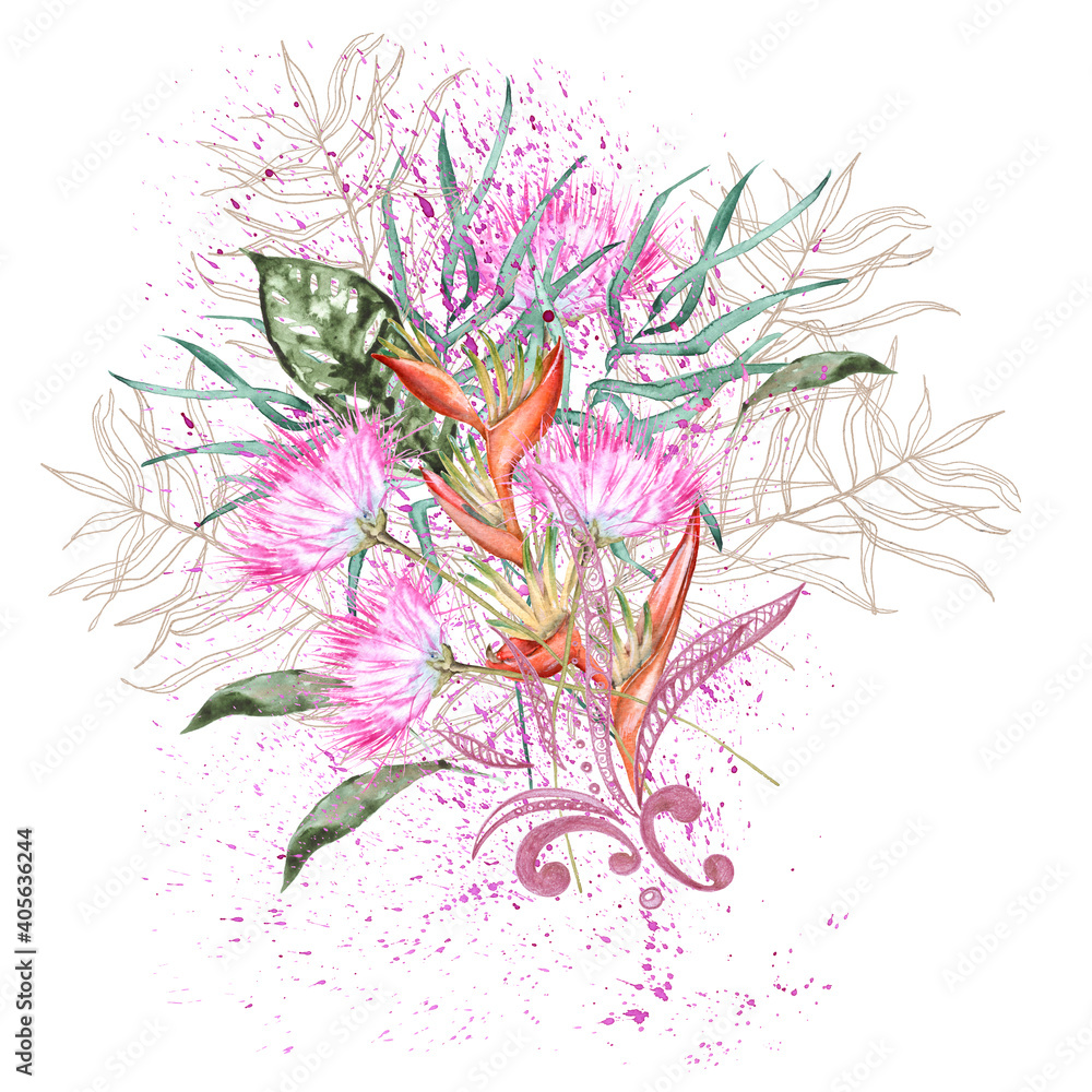 Fototapeta premium Composition with Indian plant decoration. Isolated on a white background.