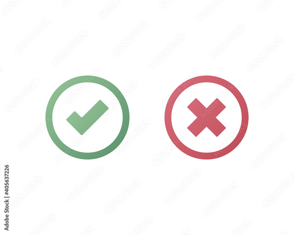 Success, error icons. Flat vector illustration. Isolated on white background. Success, error icons. Flat vector illustration. Isolated on white background.