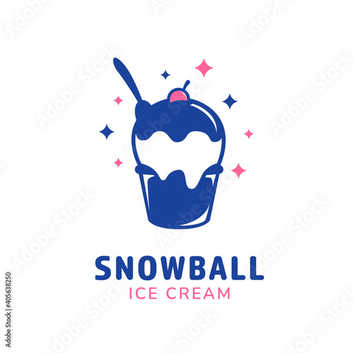 Snowball ice cream cup logo icon