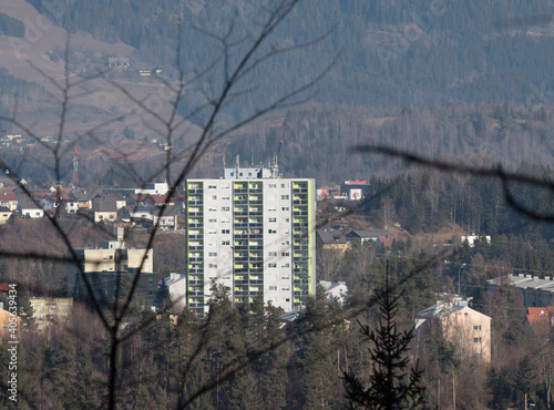 a high rise building in the city photo