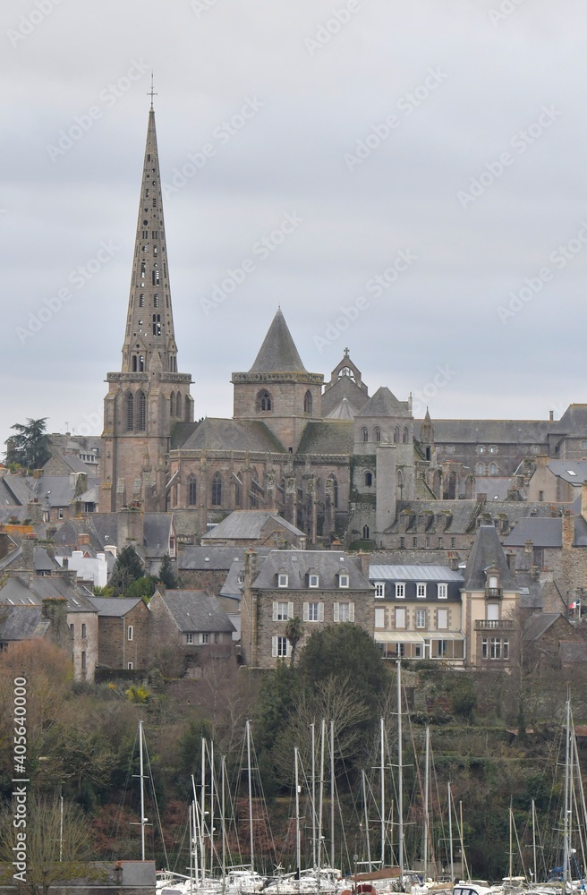 The Saint-Tugdual cathedral of the Treguier city in Brittany. France