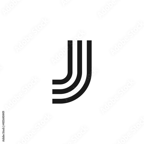 Monogram magnificent elegant trendy awesome three fine lines black and white initials J