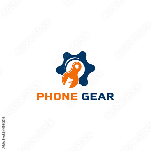 Modern tecnology logo, phone and gear concept, for modern company icon template web design, Vector
