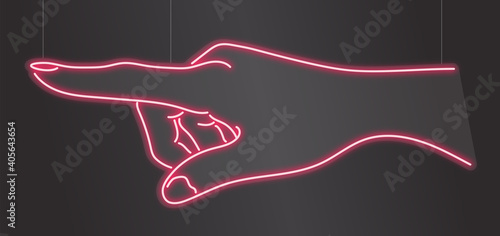 Vector Neon Sign Finger Point 