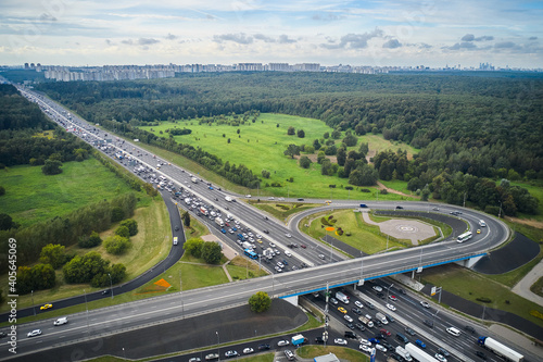 Aerial of highway interchange and junction © mediaeugene
