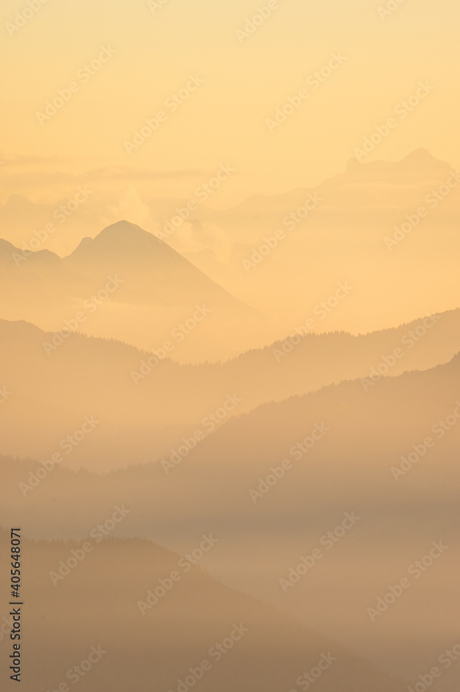 Mountain layers during sunset Mountain layers during sunset