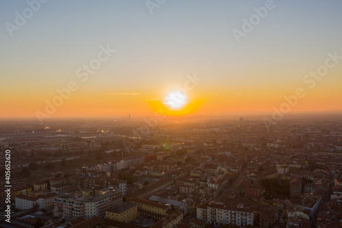 the city of ancient verona seen from above at sunset