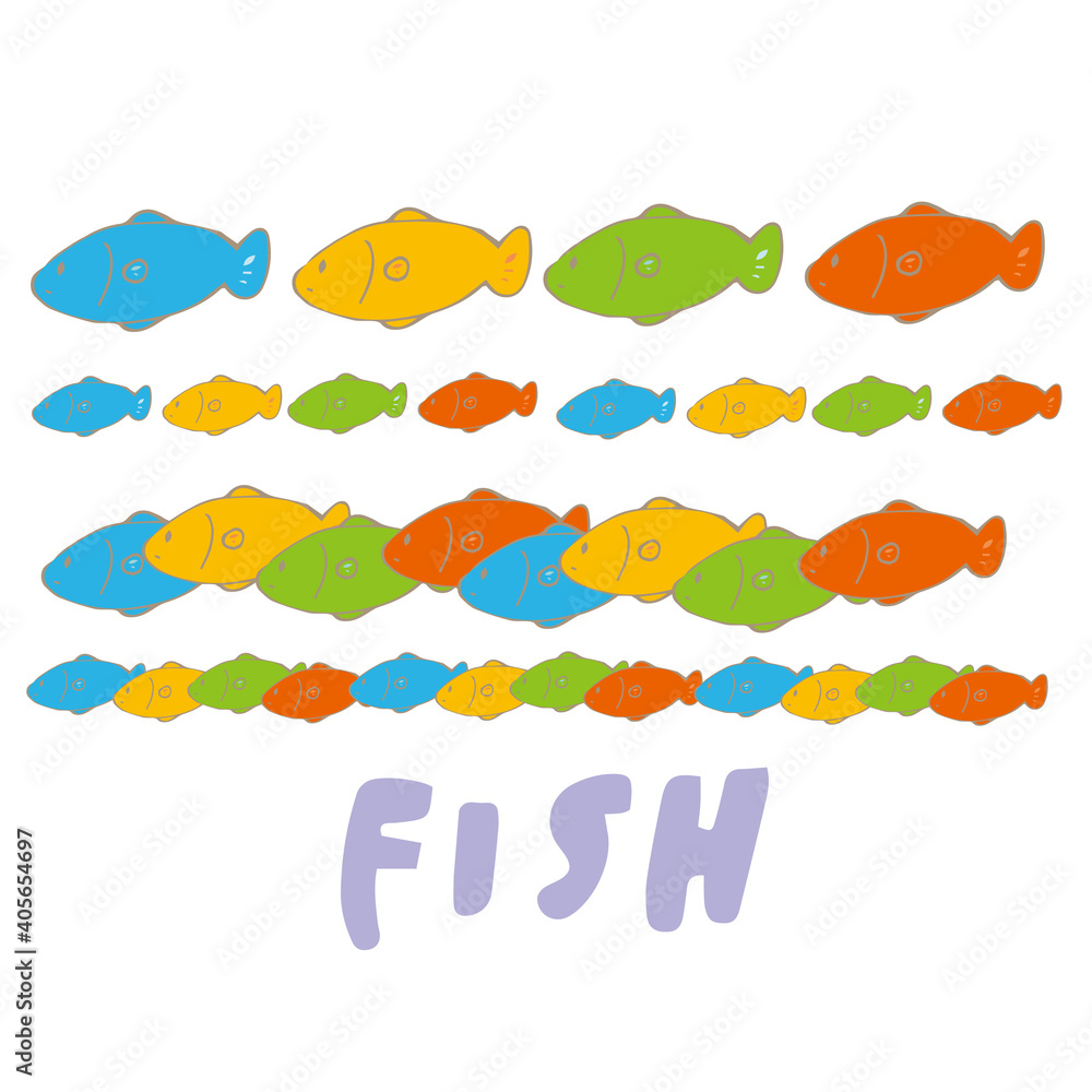 魚 FISH カラフル 線 ライン デコレーション 魚 FISH カラフル 線 ライン デコレーション