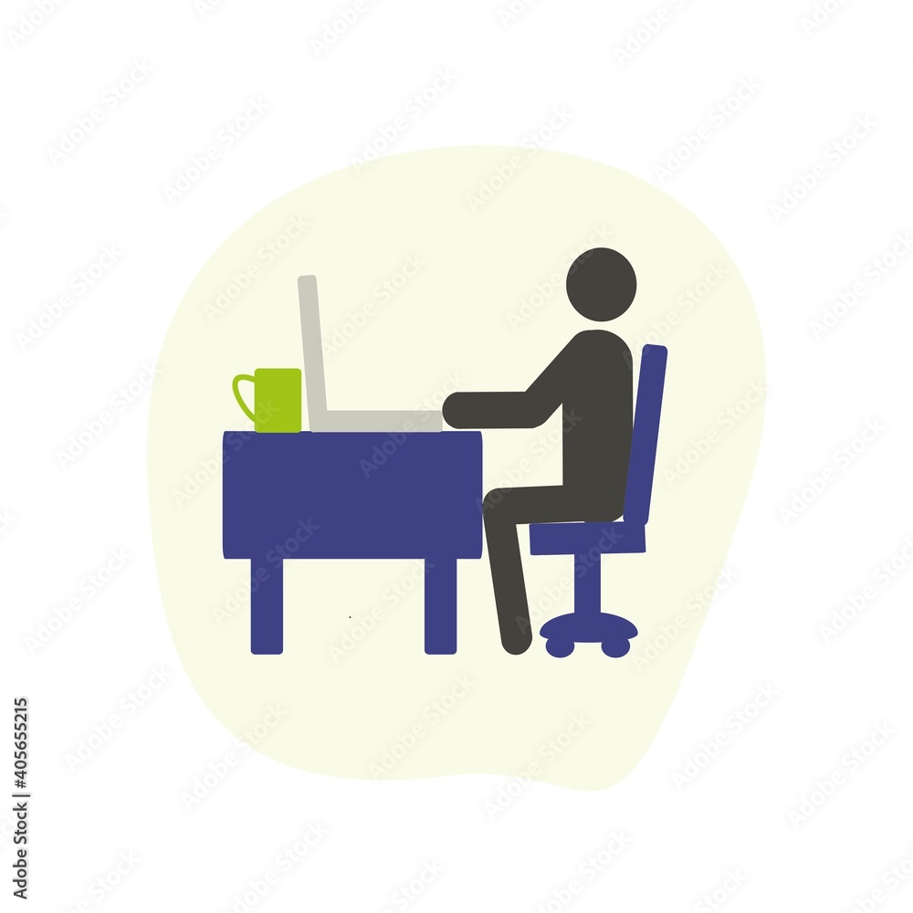 stay at home, the concept of prevention of infection of the coronavirus, home office, stick man figure running on a computer stay at home, the concept of prevention of infection of the coronavirus, home office, stick man figure running on a computer